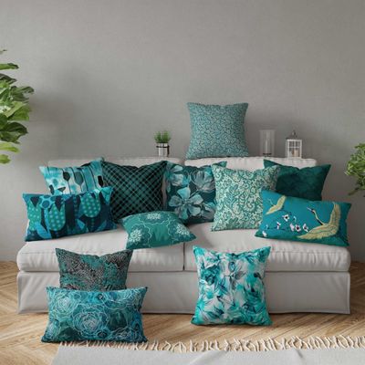 Capa de Almofada Lombar Decorativa com Estampa Azul - Vargottam 60,96 Cm × 35,56 Cm / Azul