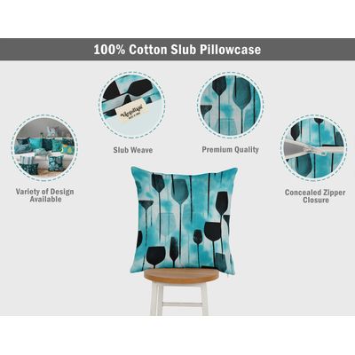 Capa de Almofada Decorativa Estampada com Tema Azul, Fronha Decorativa - Vargottam 50,8 Cm × 50,8 Cm – Quadrado / Azul