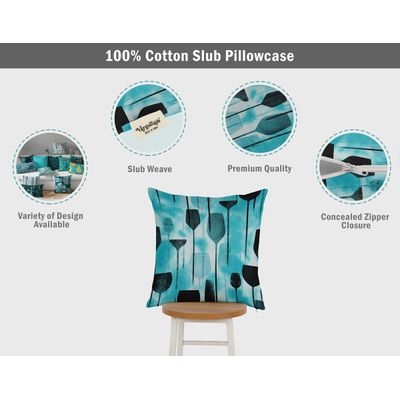 Capa de Almofada Decorativa Estampada com Tema Azul, Fronha Decorativa - Vargottam 50,8 Cm × 50,8 Cm – Quadrado / Azul