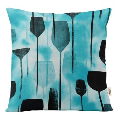 Capa de Almofada Decorativa Estampada com Tema Azul, Fronha Decorativa - Vargottam 50,8 Cm × 50,8 Cm – Quadrado / Azul
