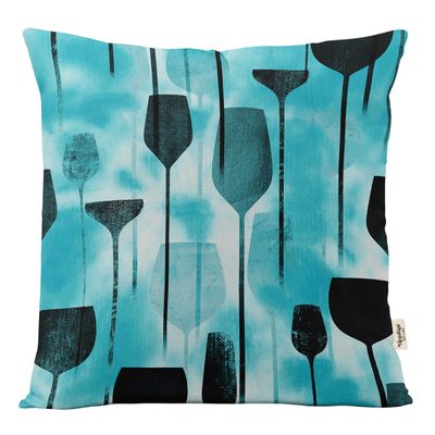 Capa de Almofada Decorativa Estampada com Tema Azul, Fronha Decorativa - Vargottam 50,8 Cm × 50,8 Cm – Quadrado / Azul