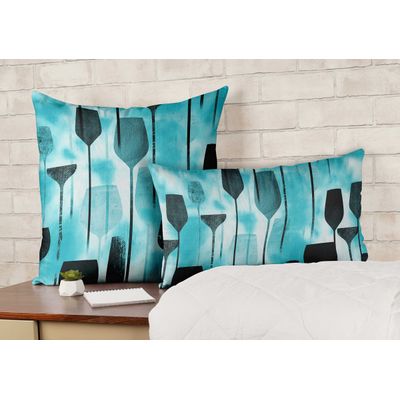 Capa de Almofada Decorativa Estampada com Tema Azul, Fronha Decorativa - Vargottam 50,8 Cm × 50,8 Cm – Quadrado / Azul