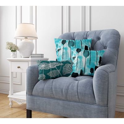 Capa de Almofada Decorativa Estampada com Tema Azul, Fronha Decorativa - Vargottam 50,8 Cm × 50,8 Cm – Quadrado / Azul
