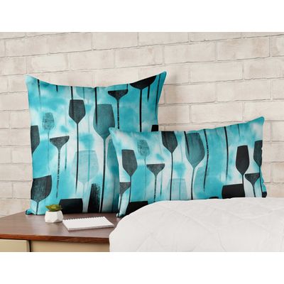 Capa de Almofada Decorativa Estampada com Tema Azul, Fronha Decorativa - Vargottam 50,8 Cm × 50,8 Cm – Quadrado / Azul