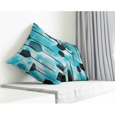 Capa de Almofada Decorativa Estampada com Tema Azul, Fronha Decorativa - Vargottam 50,8 Cm × 50,8 Cm – Quadrado / Azul