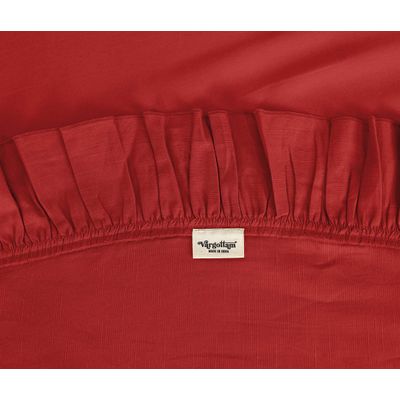 Toalha de Mesa Redonda com Babados em Algodão, Capa Protetora Lisa, Estilo Farmhouse, Lavável, Vermelha - Vargottam 137,16 Cm × 203,2 Cm – Retangular / Vermelho