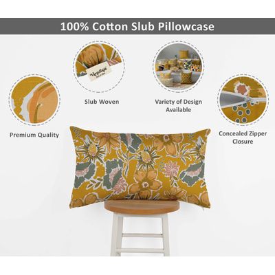 Capas de Almofada Estampadas Amarelas de Luxo, Capas de Almofada Decorativas, Capa para Almofada de Sofá - Vargottam 35,56 Cm × 60,96 Cm – Retangular / Amarelo