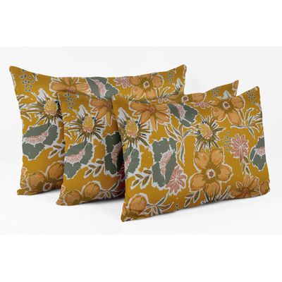 Capas de Almofada Estampadas Amarelas de Luxo, Capas de Almofada Decorativas, Capa para Almofada de Sofá - Vargottam 35,56 Cm × 60,96 Cm – Retangular / Amarelo
