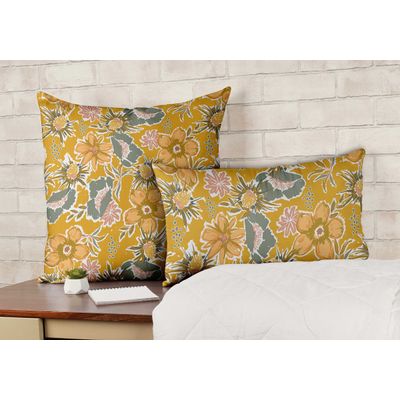 Capas de Almofada Estampadas Amarelas de Luxo, Capas de Almofada Decorativas, Capa para Almofada de Sofá - Vargottam 60,96 Cm × 60,96 Cm – Retangular / Amarelo