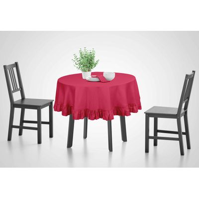 Toalha de Mesa Redonda com Babados de Algodão Lisa para Cozinha e Jantar, Decorativa, Rosa - Vargottam 387,1 Cm × 774,19 Cm – Retangular / Rosa