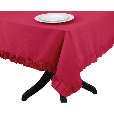 Toalha de Mesa Redonda com Babados de Algodão Lisa para Cozinha e Jantar, Decorativa, Rosa - Vargottam 387,1 Cm × 774,19 Cm – Retangular / Rosa