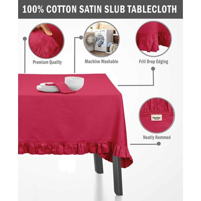 Toalha de Mesa Redonda com Babados de Algodão Lisa para Cozinha e Jantar, Decorativa, Rosa - Vargottam 387,1 Cm × 774,19 Cm – Retangular / Rosa
