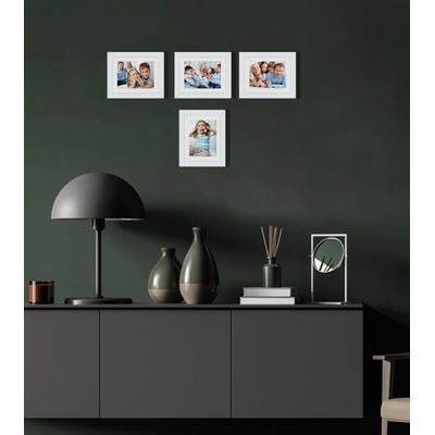 Moldura Pequena para Fotos (Parede e Mesa) em Madeira Branca - Pacote com 4 - Traceease 20,32 Cm × 25,4 Cm / Branco