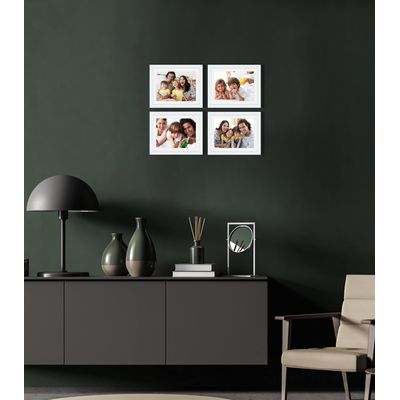 Moldura Pequena para Fotos (Parede e Mesa) em Madeira Branca - Pacote com 4 - Traceease 20,32 Cm × 25,4 Cm / Branco