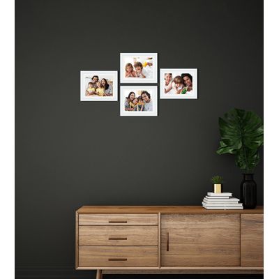 Moldura Pequena para Fotos (Parede e Mesa) em Madeira Branca - Pacote com 4 - Traceease 20,32 Cm × 25,4 Cm / Branco