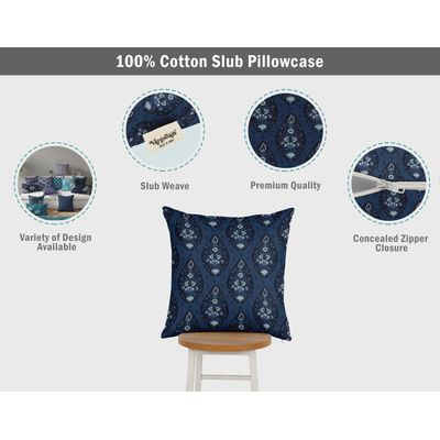 Capas de Almofada Luxuosas Estampadas Tema Azul Capas Decorativas de Travesseiro - Vargottam 60,96 Cm × 60,96 Cm – Retangular / Azul