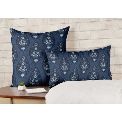 Capas de Almofada Luxuosas Estampadas Tema Azul Capas Decorativas de Travesseiro - Vargottam 60,96 Cm × 60,96 Cm – Retangular / Azul