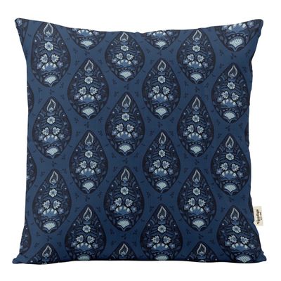 Capas de Almofada Luxuosas Estampadas Tema Azul Capas Decorativas de Travesseiro - Vargottam 60,96 Cm × 60,96 Cm – Retangular / Azul