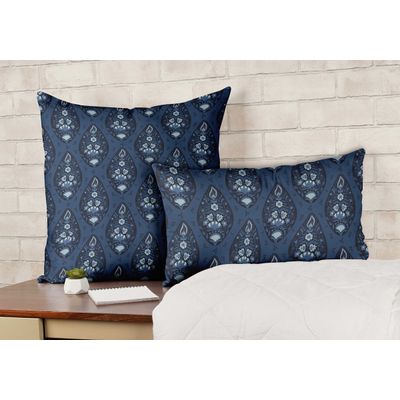 Capas de Almofada Luxuosas Estampadas Tema Azul Capas Decorativas de Travesseiro - Vargottam 60,96 Cm × 60,96 Cm – Retangular / Azul