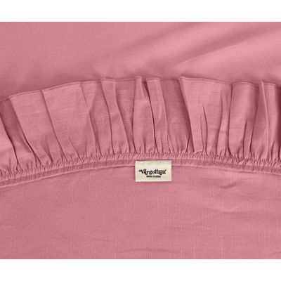Toalha Redonda de Mesa de Algodão com Babados, Capa Protetora Lisa Lavável Estilo Rústico, Rosa - Vargottam 162,56 Cm – Redondo / Rosa