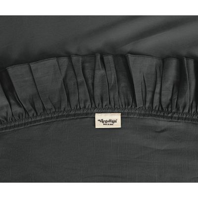 Toalha de Mesa Redonda com Babado para Cozinha e Jantar, Capa Decorativa em Algodão Lisa, Cinza - Vargottam 175,56 Cm – Redondo / Cinza