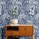 Papel de Parede Vinílico Autoadesivo Estampa Botânica de Selva Impermeável Azul Removível para Quartos, Espaços Alugados, Armários - S4Sassy 63,5 cm (L) × 152,4 cm (C) / Azul - Vinil Texturizado
