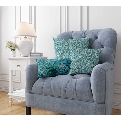 Capas de Almofada Decorativas com Estampa Azul - Vargottam 30,48 Cm × 30,48 Cm – Quadrado / Azul