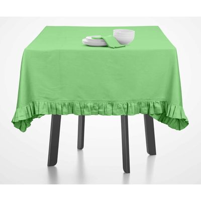 Toalha de Mesa Redonda de Algodão Lisa com Babados para Cozinha e Sala de Jantar, Verde - Vargottam 137,16 Cm × 137,16 Cm – Quadrado / Verde