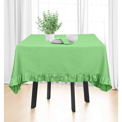Toalha de Mesa Redonda de Algodão Lisa com Babados para Cozinha e Sala de Jantar, Verde - Vargottam 152,4 Cm × 274,32 Cm – Retangular / Verde