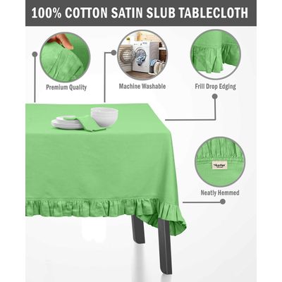Toalha de Mesa Redonda de Algodão Lisa com Babados para Cozinha e Sala de Jantar, Verde - Vargottam 152,4 Cm × 274,32 Cm – Retangular / Verde