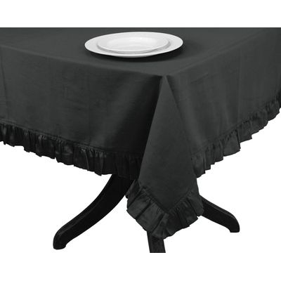 Toalha de Mesa Redonda com Babado para Cozinha e Jantar, Capa Decorativa em Algodão Lisa, Cinza - Vargottam 137,16 Cm × 137,16 Cm – Quadrado / Cinza