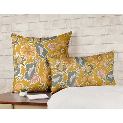 Capas de Almofada Estampadas Amarelas de Luxo, Capas de Almofada Decorativas, Capa para Almofada de Sofá - Vargottam 50,8 Cm × 50,8 Cm – Quadrado / Amarelo
