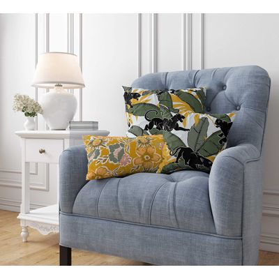 Capas de Almofada Estampadas Amarelas de Luxo, Capas de Almofada Decorativas, Capa para Almofada de Sofá - Vargottam 30,48 Cm × 60,96 Cm – Retangular / Amarelo