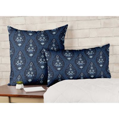 Capas de Almofada Luxuosas Estampadas Tema Azul Capas Decorativas de Travesseiro - Vargottam 30,48 Cm × 50,8 Cm – Retangular / Azul