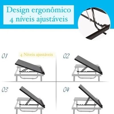 Suporte De Notebook Ajustável Em Madeira Mesa Multifuncional Dobrável Para Cama E Sofá Azul