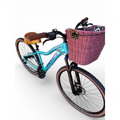 Bicicleta Aro 29 Feminina Absolute Hera Retrô Vintage Shimano 21v Hidráulica Confortável Cesta Azul-verde Tamano 15