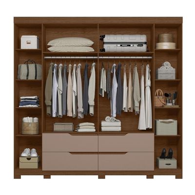 Guarda Roupa Casal Doble 4 Portas E 4 Gavetas Nogueira-capuccino - Móveis Albatroz Nogueira-capuccino
