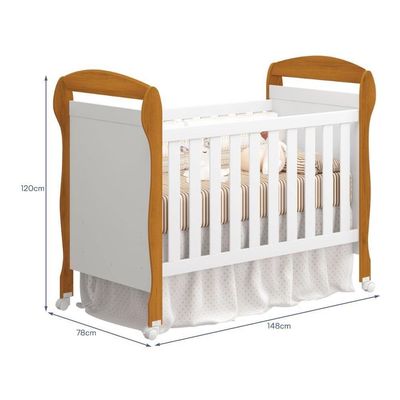Kit Gêmeos Berço Mini Cama Danny Branco/savana Com Colchões Baby Physical - Reller Móveis Branco/savana