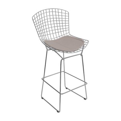 Kit 2 Banquetas Bertoia Cromada D60 Com Assento Sintético Bege