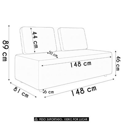 Sofá 2 Lugares 148cm Sala De Estar Rovier Sintético Caramelo Z32 - Mpozenato
