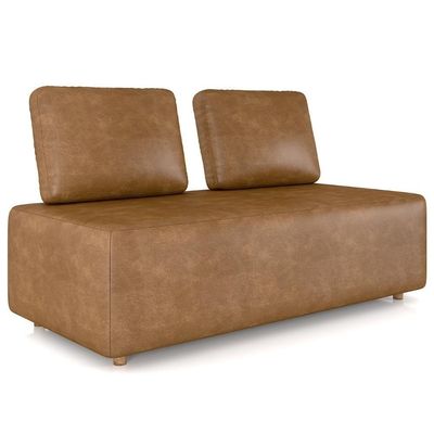 Sofá 2 Lugares 148cm Sala De Estar Rovier Sintético Caramelo Z32 - Mpozenato