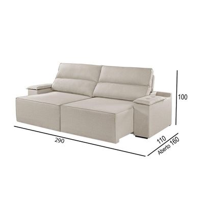 Sofá 5 Lugares Retrátil E Reclinável Martins M-180 Veludo Creme