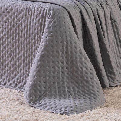 Kit Cobre Leito Colcha Queen Sublime Dupla Face Com Fronhas 03 Peças - Percal 300 Fios Toque De Pluma Cor Cinza
