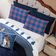 Kit Edredom Casal Padrão Country Com Almofadas Estampadas 07 Peças - Dupla Face Percal 300 Fios Cor Azul