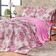 Kit Cobre Leito Colcha Queen Estampado Munique Floral Púrpura Dupla Face Com Fronhas 03 Peças - Percal Algodão 120 Fios