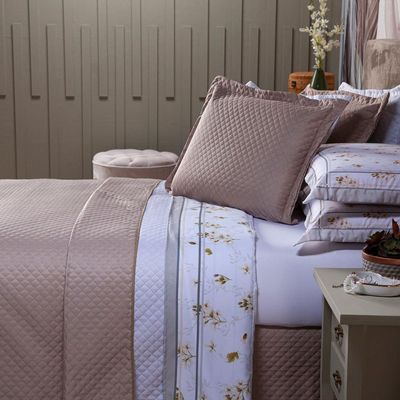 Jogo De Cama Lençol King Maya Branco/caqui Com Fronhas E Virol Estampados 04 Peças - Percal 200 Fios