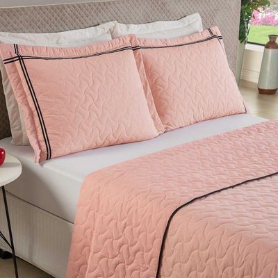 Cobre Leito Solteiro 2 Peças Bella Malha 100% Algodão - Rosa Decor