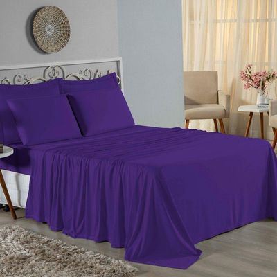 Lençol De Cima Casal Nobre 1 Peça 2,40m X 2,20m Malha 100% Algodão - Roxo