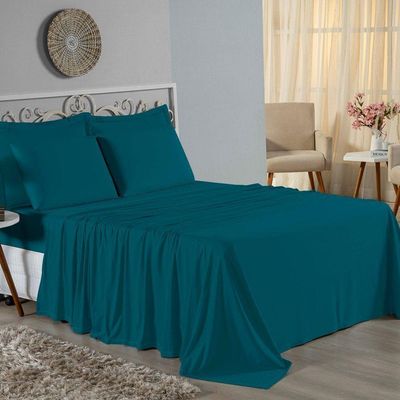 Lençol De Cima King Nobre 1 Peça 2,50m X 2,90m Malha 100% Algodão - Petróleo