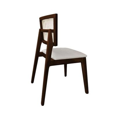 Kit 6 Cadeiras De Jantar Tela Premium Madeira Maciça Manuela Bege Veludo Castanho